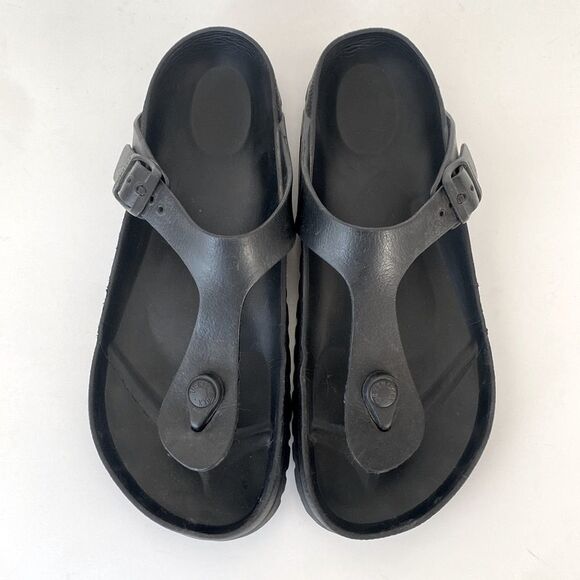 Birkenstock Black Slide Beach Sandals Lightweight Waterproof Sz 8-8.5 Beach Pool - Picture 2 of 16